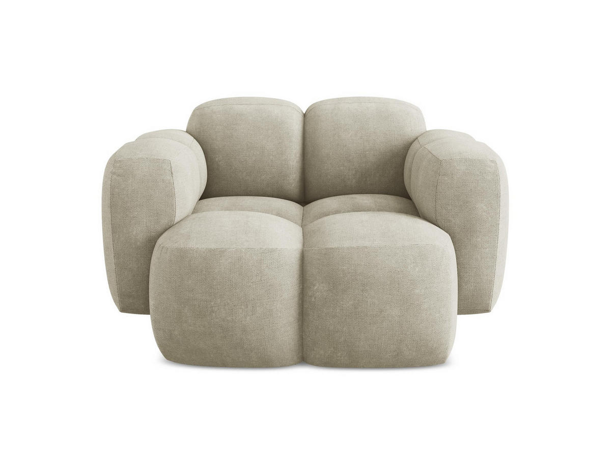 SESSEL Chenille Stoff Beige - Beige/Schwarz, Holzwerkstoff/Kunststoff (120/72/115cm) - Makamii