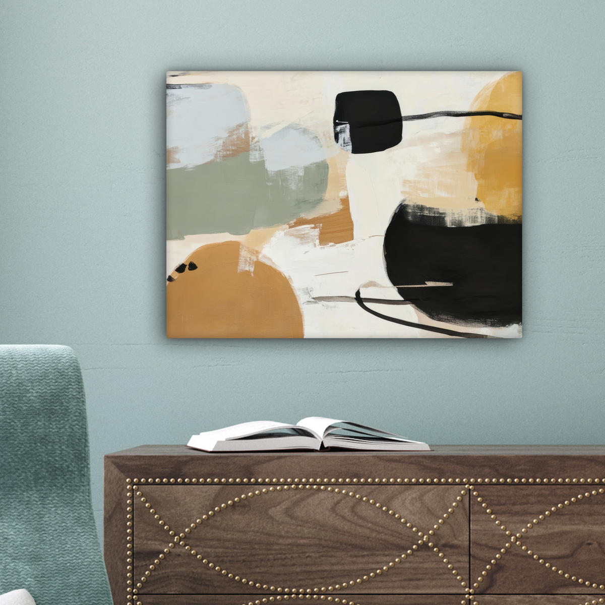 LEINWANDBILD Farbe - Abstrakt - Farben 40x30 cm - Currygelb, Textil (40/30cm) - MuchoWow