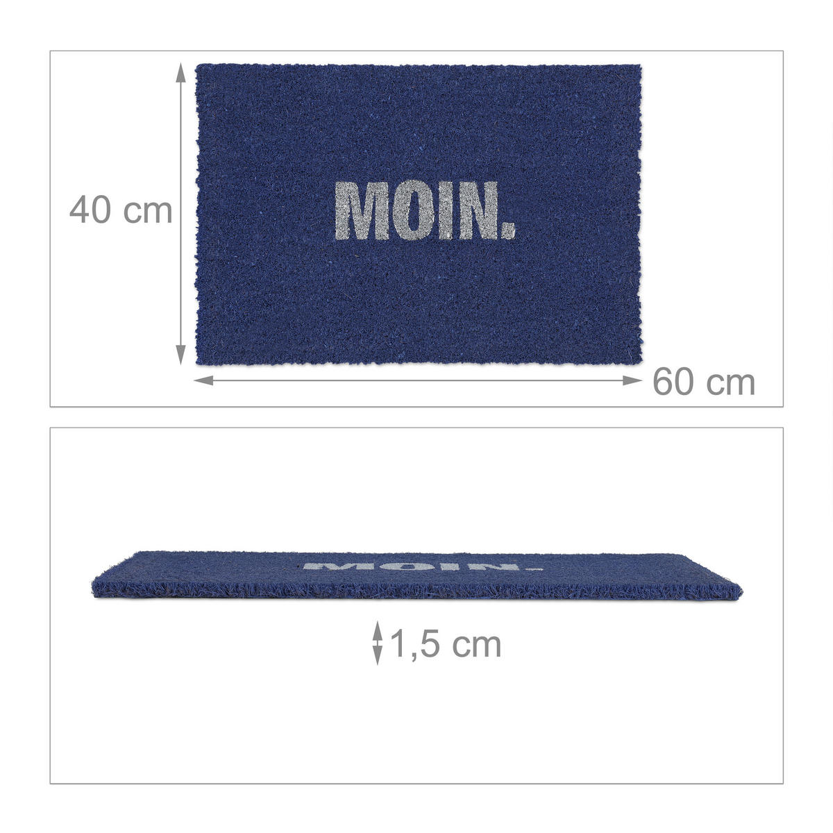 KOKOSFUSSMATTE - Blau, Kunststoff/Textil (60/40cm) - Relaxdays