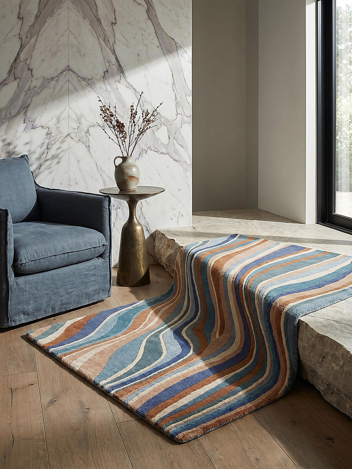 WOLLTEPPICH DERWENT, abstrakt, Blau-Bunt, 200 x 290 cm - Multicolor, Textil (200/290cm) - KADIMA DESIGN