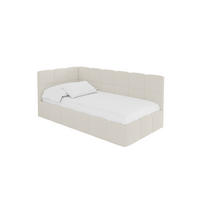 EINZELBETT Jugendbett mit Bettkasten Rechts, ohne Matratze - LIVY 80x200 Beige - Hellbraun, Holzwerkstoff/Textil (80/200cm) - ALTDECOR