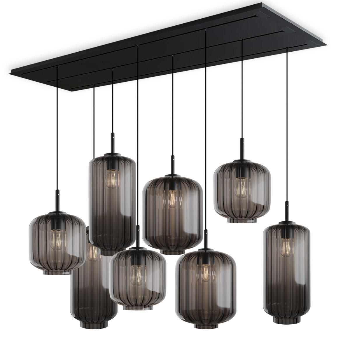 HÄNGELEUCHTE Velo 8-flammig Rauch Ø 18/20/25cm - Anthrazit/Schwarz, Glas (25/25/27cm) - s.luce