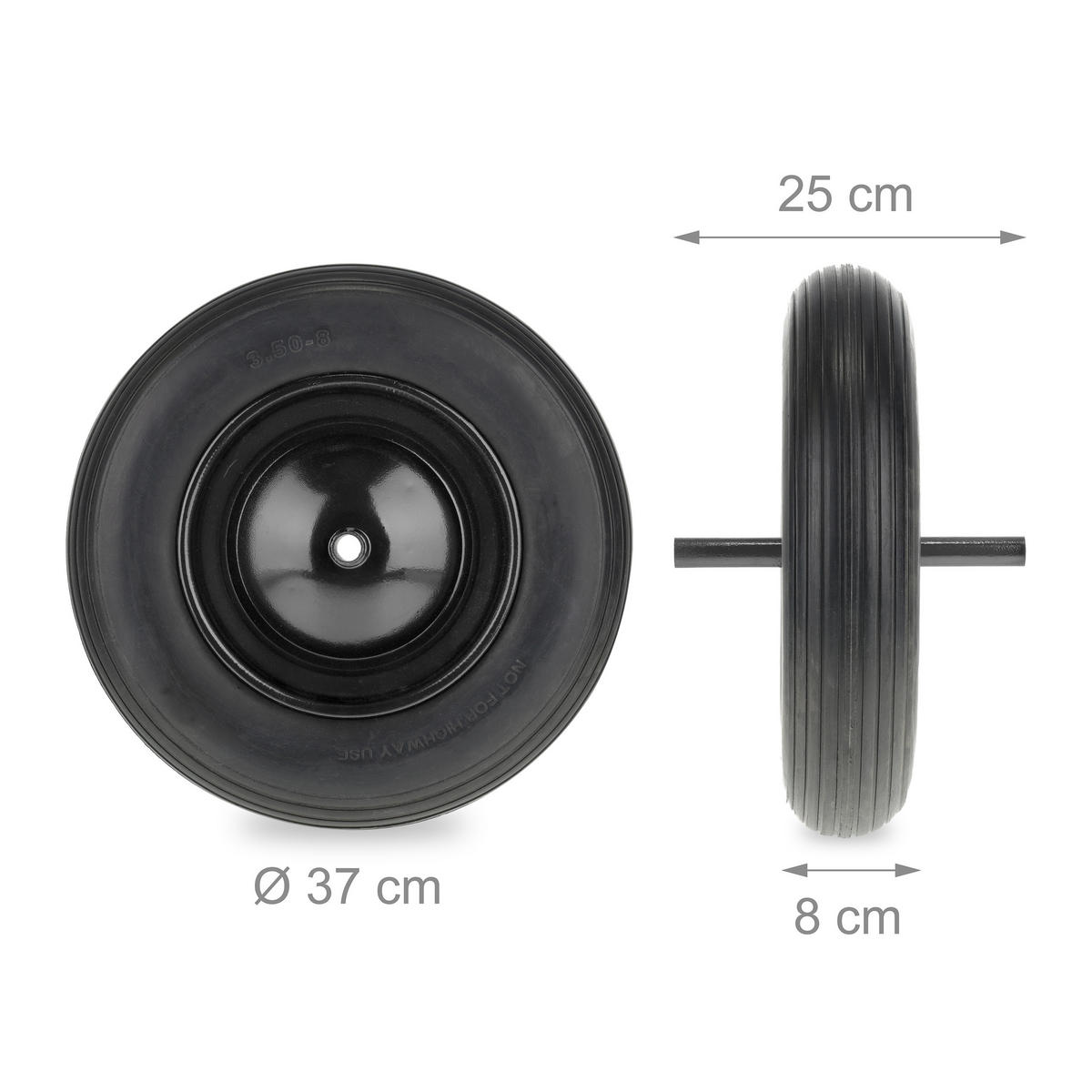 SCHUBKARRENRAD - Schwarz, Kunststoff/Metall (37/37/22.5cm) - Relaxdays