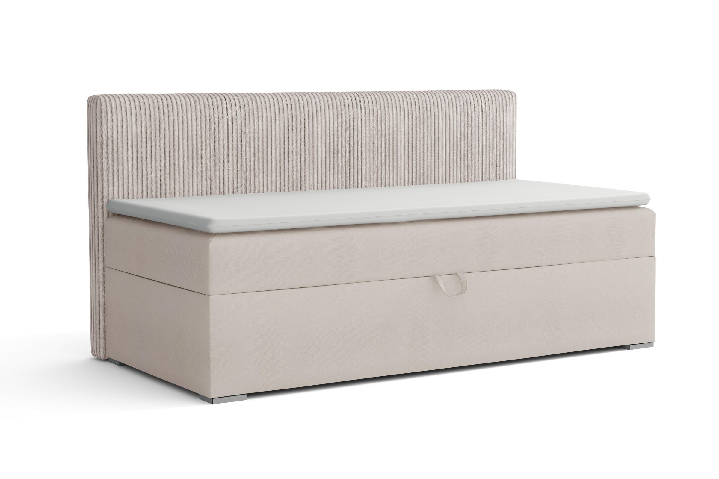 BOXBETT MATI BIS 100/200 Ecru mit Taschen-Federkernmatratze H4 - Ecru, Holz/Holzwerkstoff (100/200cm) - Deine Möbel 24