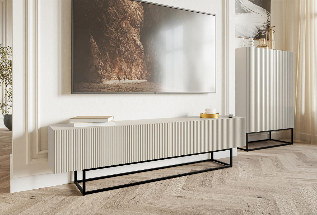 TV-SCHRANK Veldio Graubeige Schwarz 175 cm - Greige/Schwarz, Holzwerkstoff/Metall (175/46.5/31.6cm) - Selsey