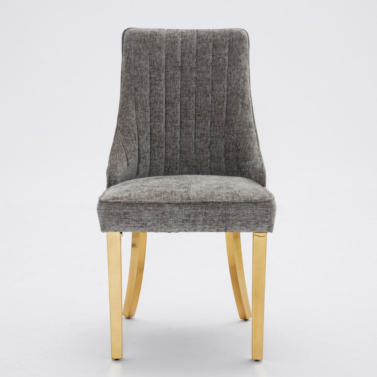 ESSZIMMERSTUHL 2er-Set aus Chenille mit Goldbeinen, Grau - Grau, Textil (65/95/50cm)