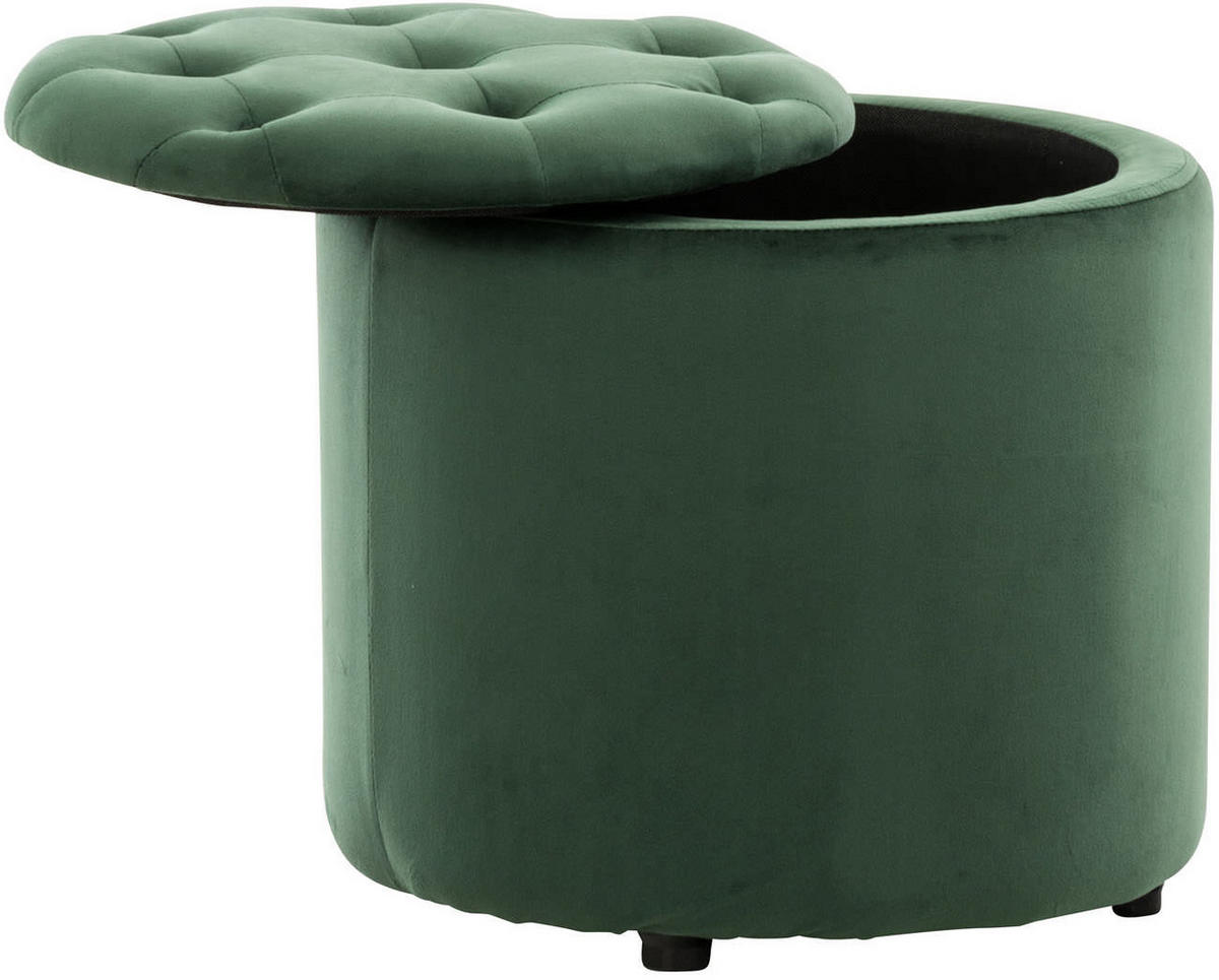 SITZWÜRFEL Samt Grün - Schwarz/Grün, Kunststoff/Textil (44/42/44cm) - CLP