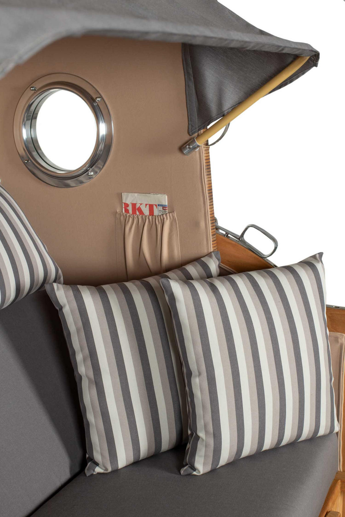 STRANDKORB XXL Düne Grande Teak Banana - Braun/Grau, Metall (142/170/95cm) - Mr. Deko