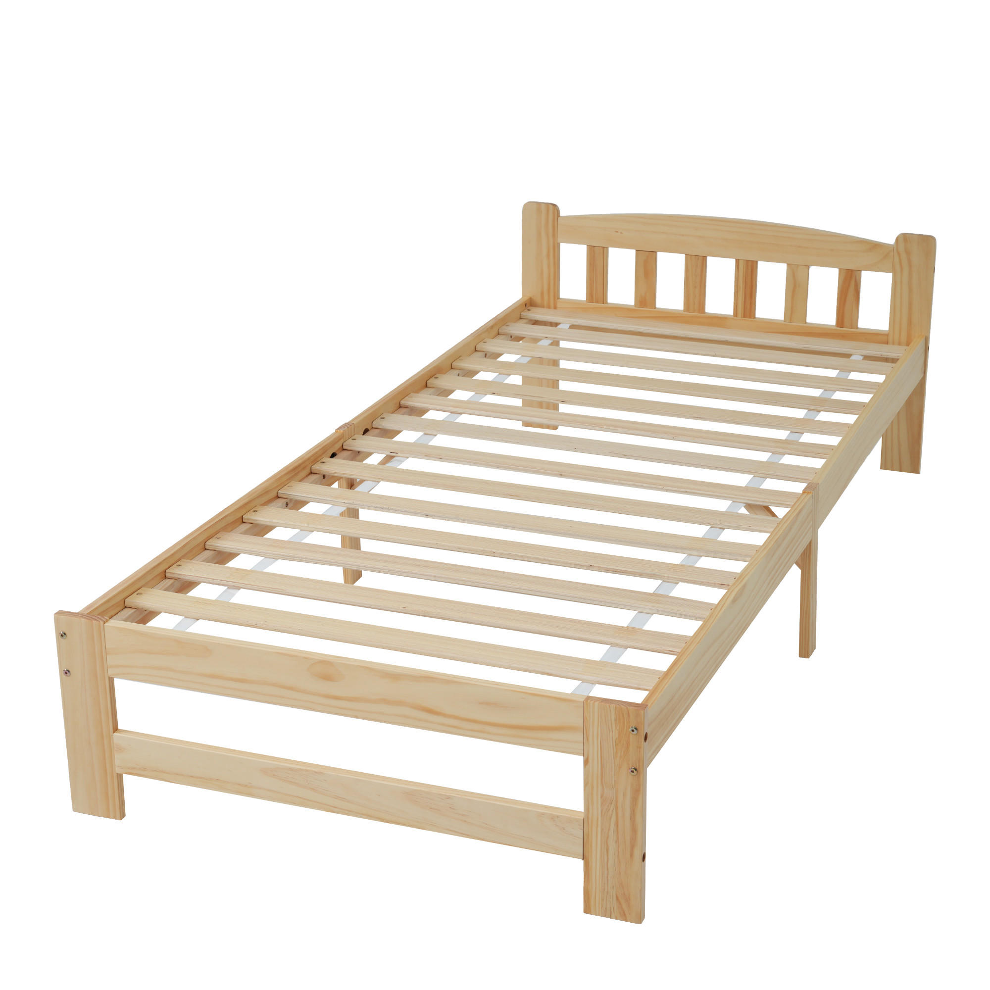 MASSIVHOLZBETT 90/200 cm DE-04162, mit Kopfteil und Lattenrost, in Natur - Naturfarben, Holz (90/200cm) - ComfortXL