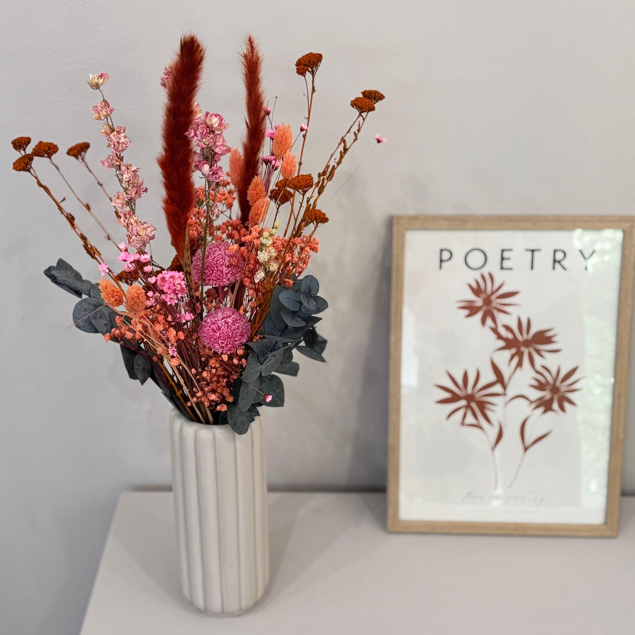 TROCKENBLUMEN Strauß Sunset - Rot, Naturmaterialien (40cm) - Lykke & You