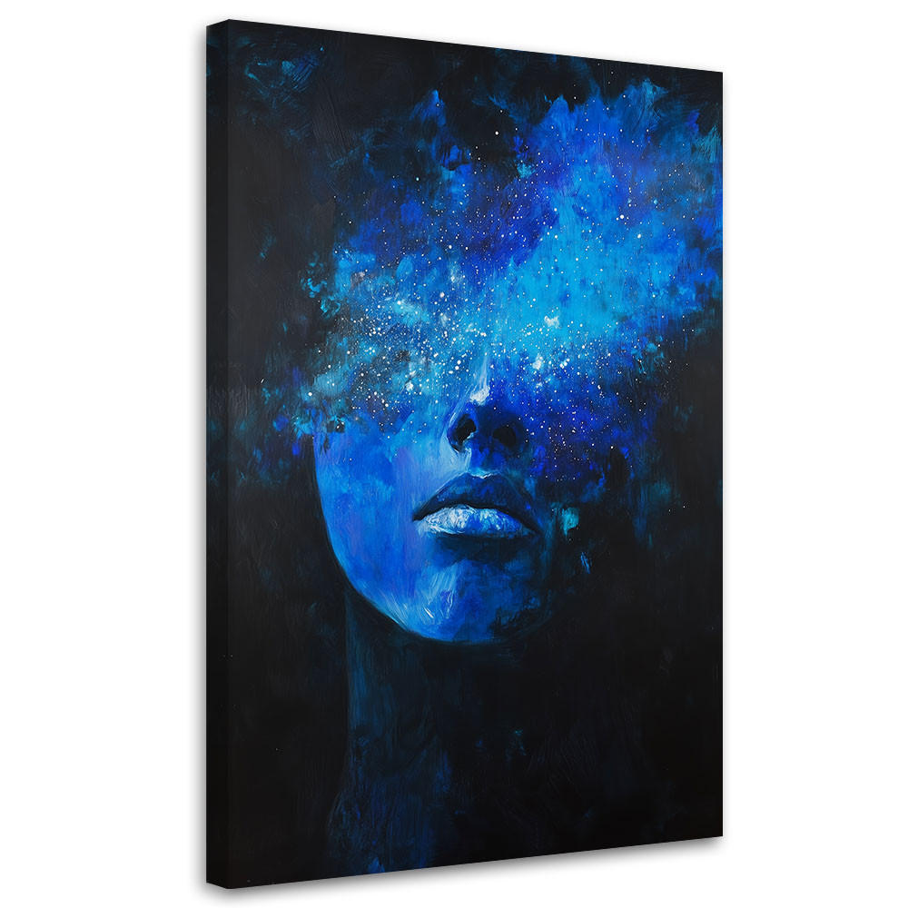 WANDBILD blaue abstraktion des frauengesichts - Blau, Textil (70/100cm) - Feeby