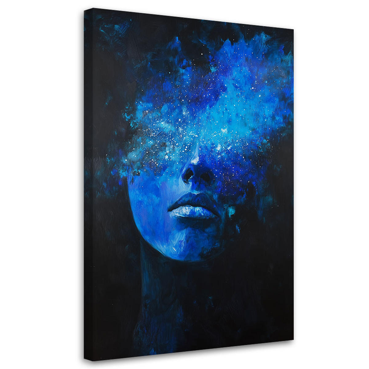 WANDBILD blaue abstraktion des frauengesichts - Blau, Textil (70/100cm) - Feeby