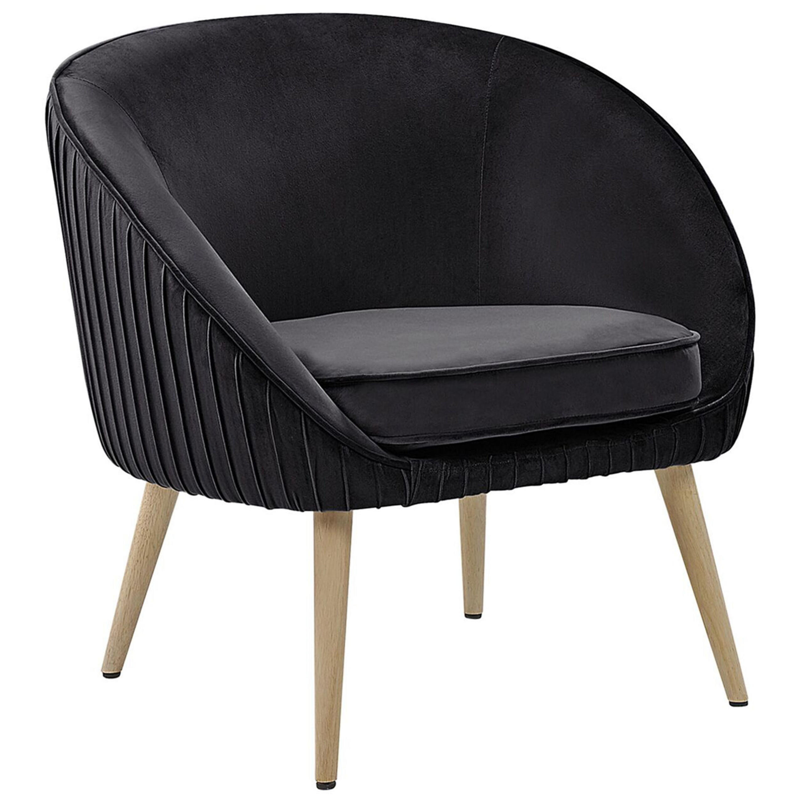 SESSEL Samtstoff Schwarz Tromso - Schwarz, Holz/Textil (73/73/54cm) - Beliani