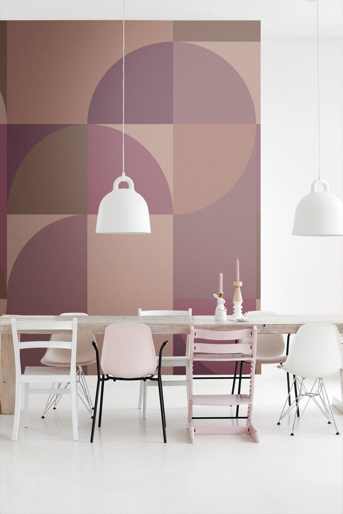 FOTOTAPETE Kreise im Bauhaus-Stil 2.5 x 2.79 m - Lila, Papier (250/279cm) - ESTAhome