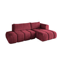 ECKSOFA Ottomane Rechts CLOUD-L 289x180x40 Bordeaux Velours - Bordeaux, Holzwerkstoff/Kunststoff (289/180cm) - ALTDECOR