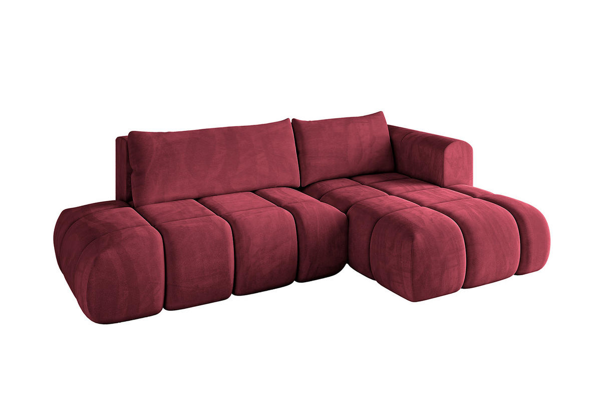 ECKSOFA Ottomane Rechts CLOUD-L 289x180x40 Bordeaux Velours - Bordeaux, Holzwerkstoff/Kunststoff (289/180cm) - ALTDECOR