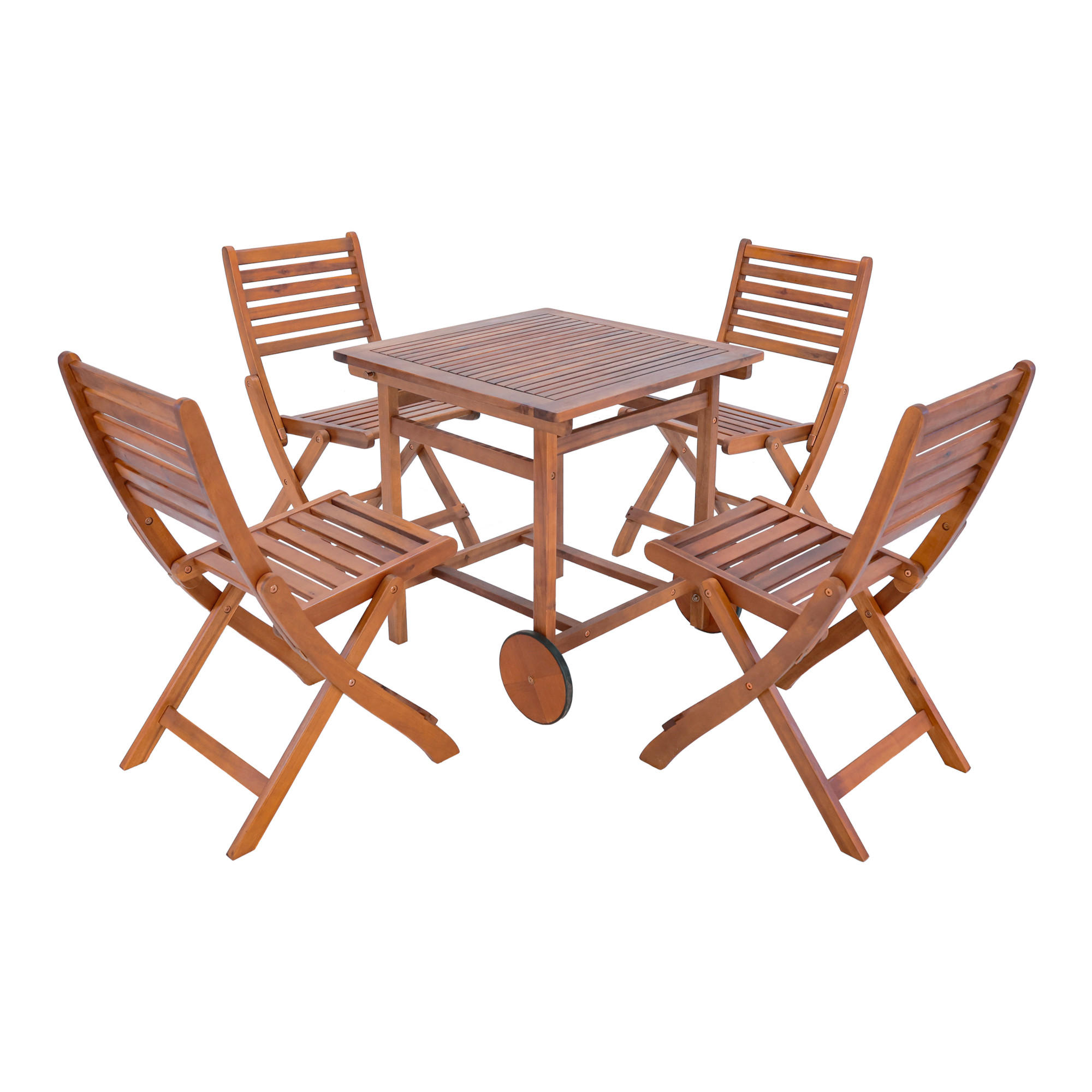GARTENMÖBEL-SET 5 TLG. Ancarano - Akaziefarben, Holz - [en.casa]