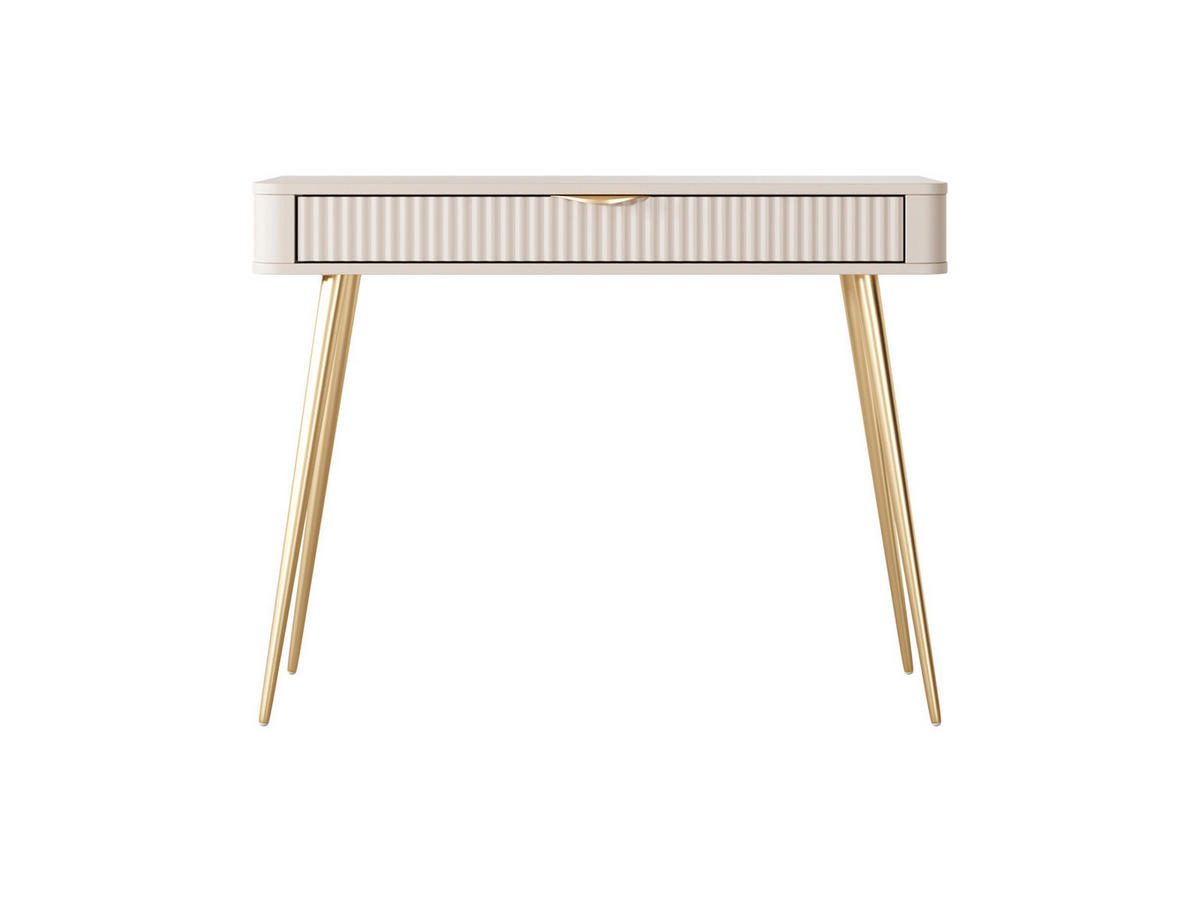 KONSOLENTISCH Flore 100 cm Beige / Gold - mit Schublade - Beige/Gelb, Holz/Holzwerkstoff (38/100/78cm) - Ravio