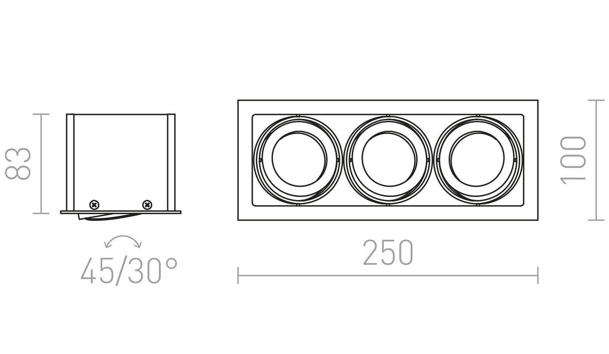 EINBAULEUCHTE FIZZ III Aluminium 150 W - Silberfarben, Metall (9/9/12cm) - Rendl