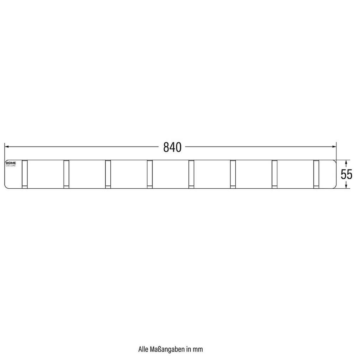 GARDEROBENLEISTE HOOK - Farbe: Weiß, Menge: 8 x Haken - Weiß, Holz (82/5.5/2cm) - Home Deluxe