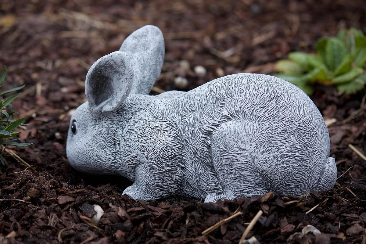 STEINFIGUR Hase Langohr, Frostfest, massiver Steinguss - Grau, Stein (12/15/23cm) - stoneandstyle