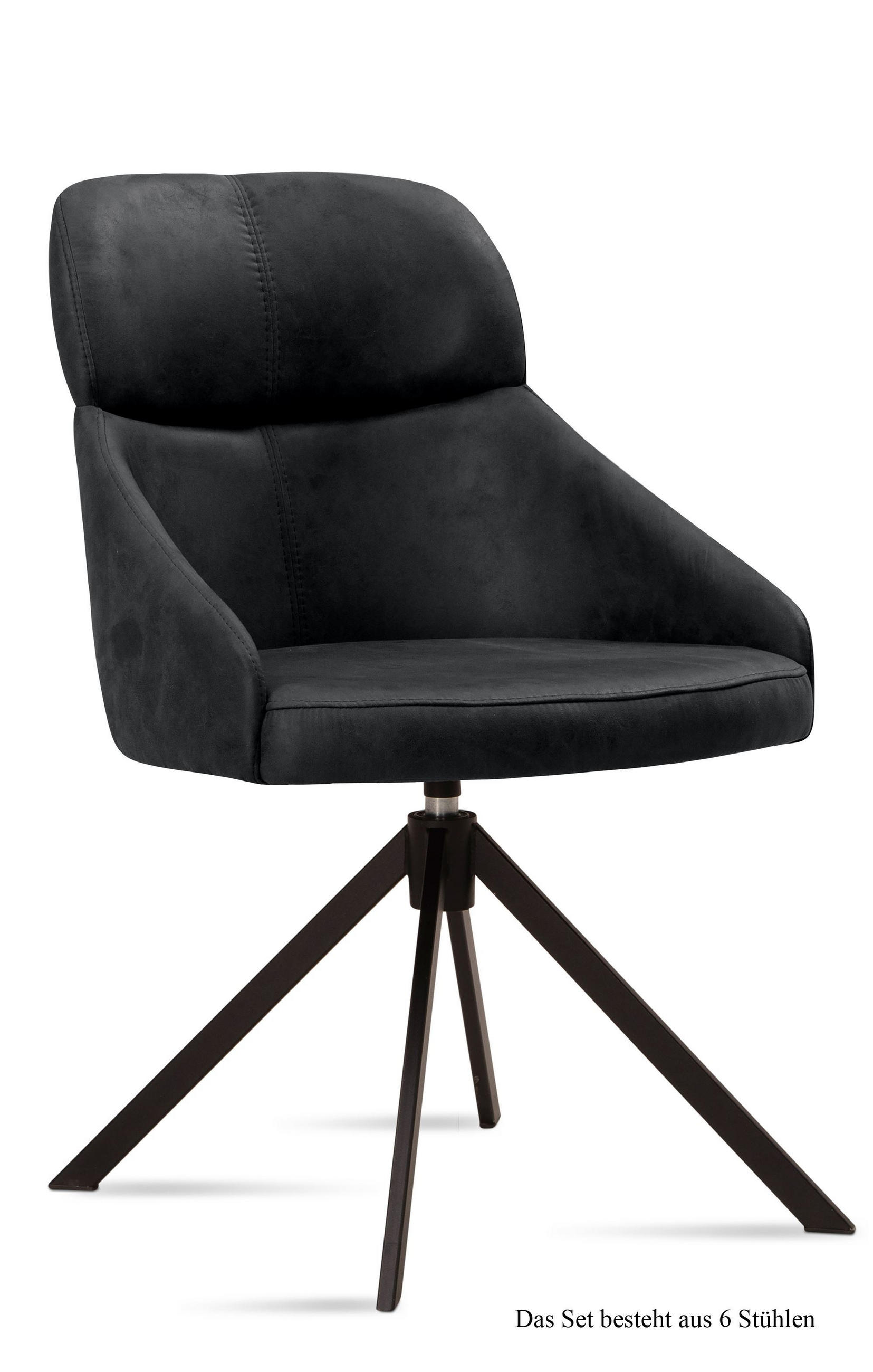 ESSZIMMERSTUHL drehbar (6er-Set) Derska 52x82x63 Schwarz/Anthrazit - Anthrazit/Schwarz, Kunststoff (63/82/52cm) - 58aufmkessel
