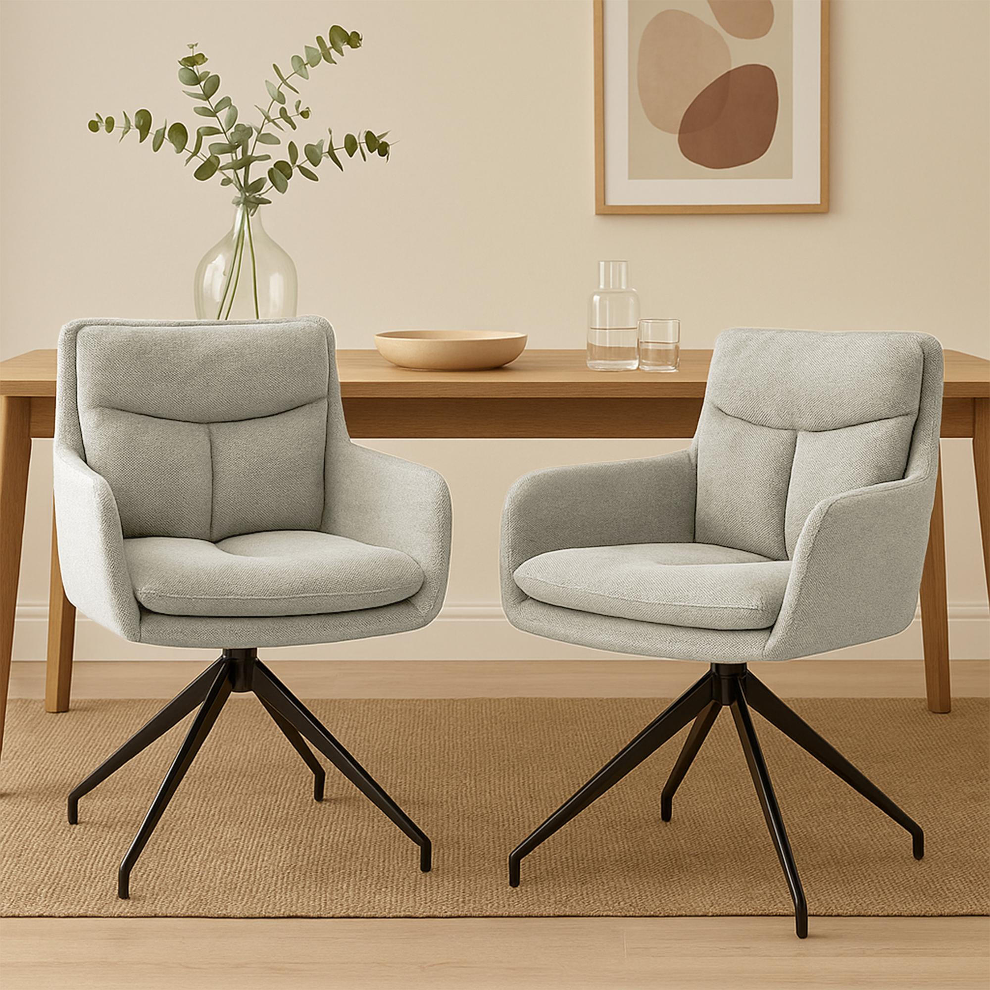 ESSZIMMERSTUHL 2er Set Stoff Creme - Creme, Textil/Metall (57/83/62cm) - CLP