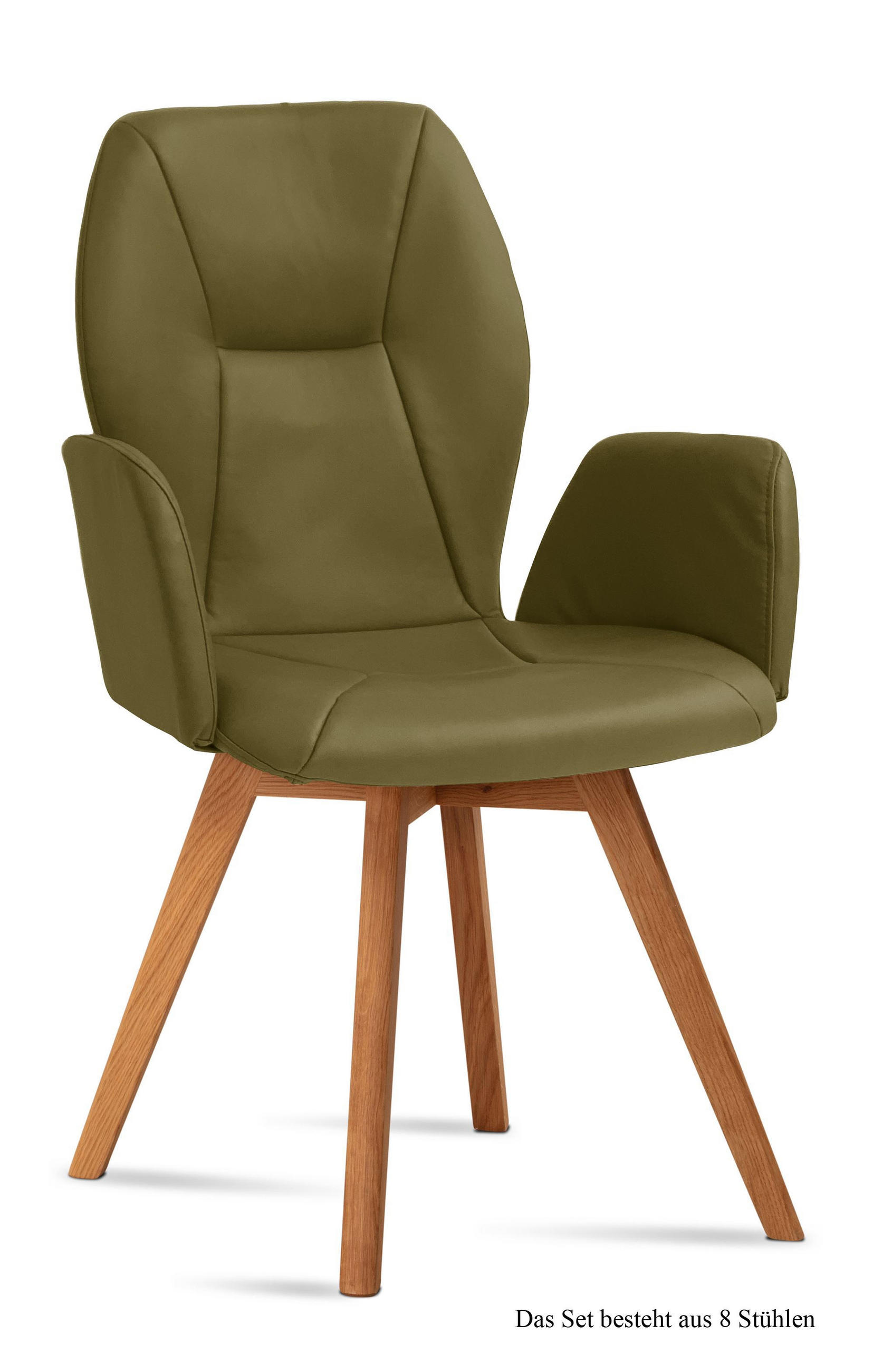 ARMLEHNSTUHL (8er-Set) Donka 58x92x60 Eiche geölt/Olivgrün - Eichefarben/Olivgrün, Kunststoff (60/92/58cm) - 58aufmkessel