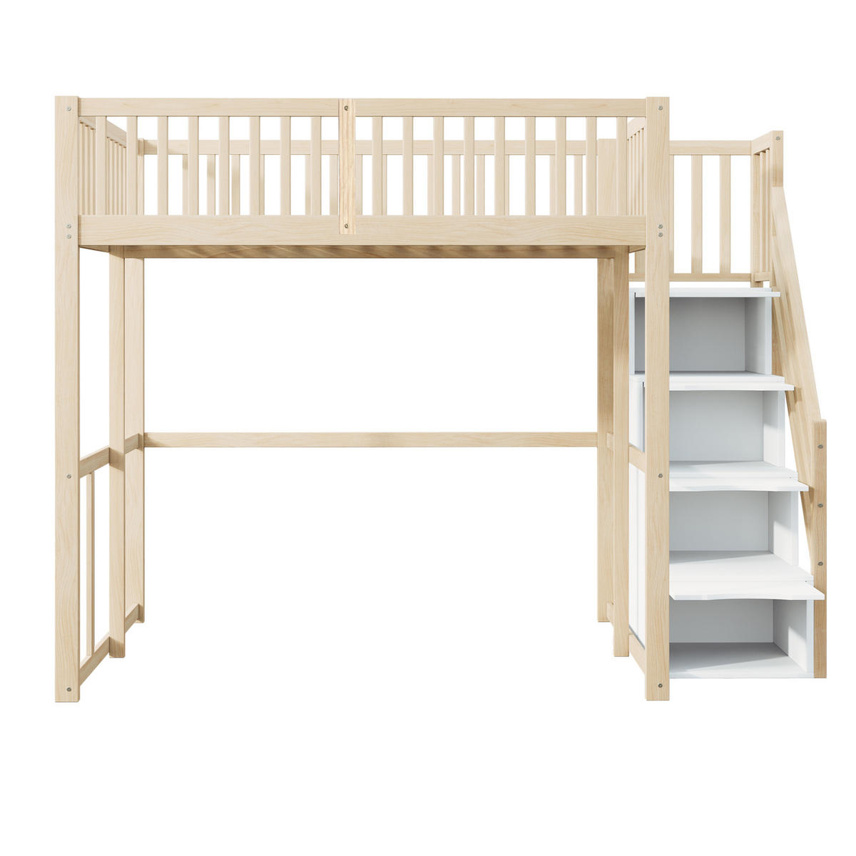 HOCHBETT 140/200 cm, Naturholz mit Stauraum-Sicherheitsaufstieg - Naturfarben, Holz (140/200cm) - MIVRAY
