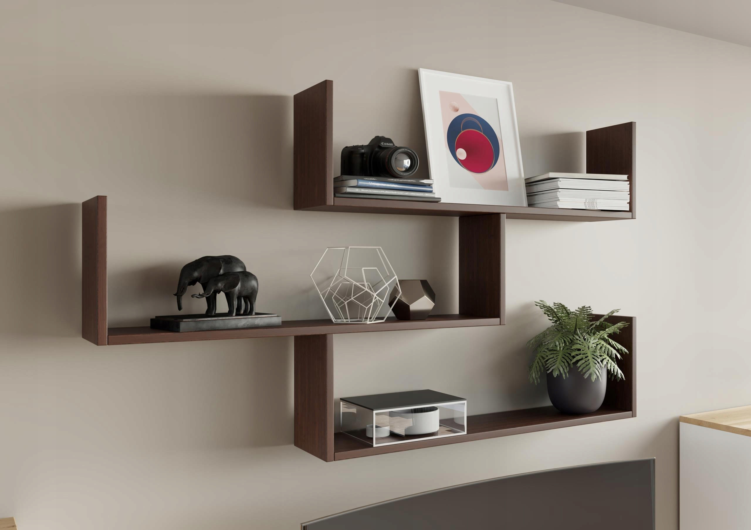 HÄNGEREGAL Theta Wenge 123,6/21/54 cm - Wengefarben, Holzwerkstoff (123.6/54/21cm) - Matkam Möbel