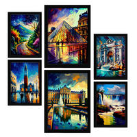 POSTER Set Mit 6 Winkel Im Ölgemälde Stil A3 & A4 Rahmenlos - Klar, Papier (29/3cm) - Nacnic