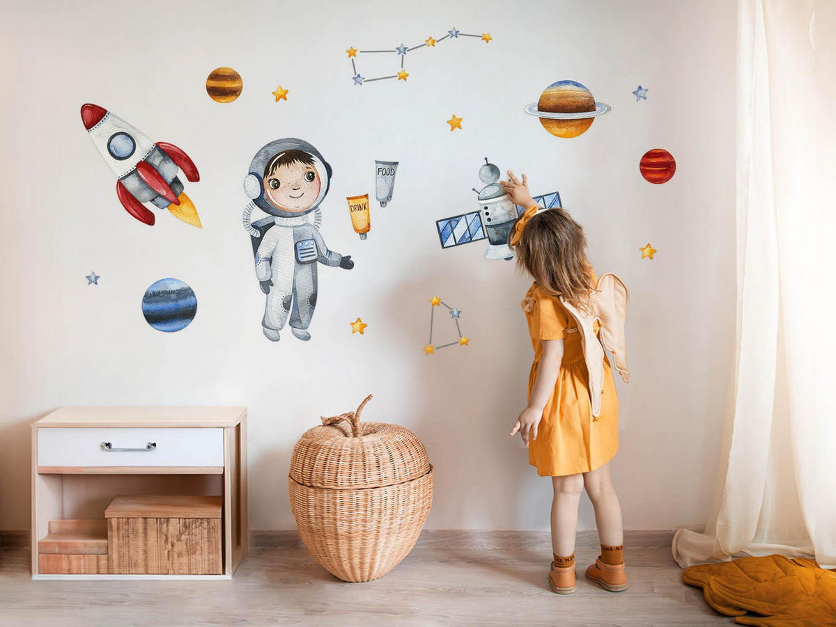 AUFKLEBER 60x80 cm Kleiner Astronaut - Blau, Kunststoff (60/80/0.1cm) - TULUP