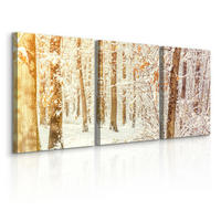 LEINWANDBILDER 3-es Set Wald Bäume 3D - Beige/Weiß, Textil (90/40cm) - Muralo