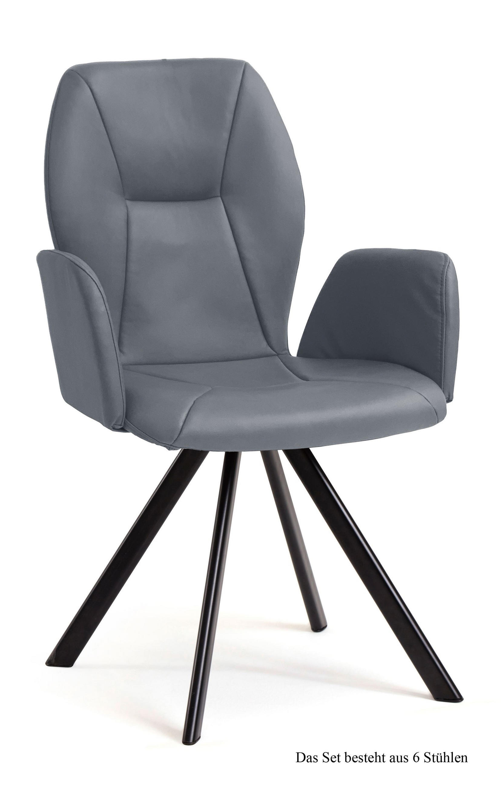 ARMLEHNSTUHL (6er-Set) Denna 58x92x60 Schwarz/Grau - Schwarz/Grau, Kunststoff (60/92/58cm) - 58aufmkessel