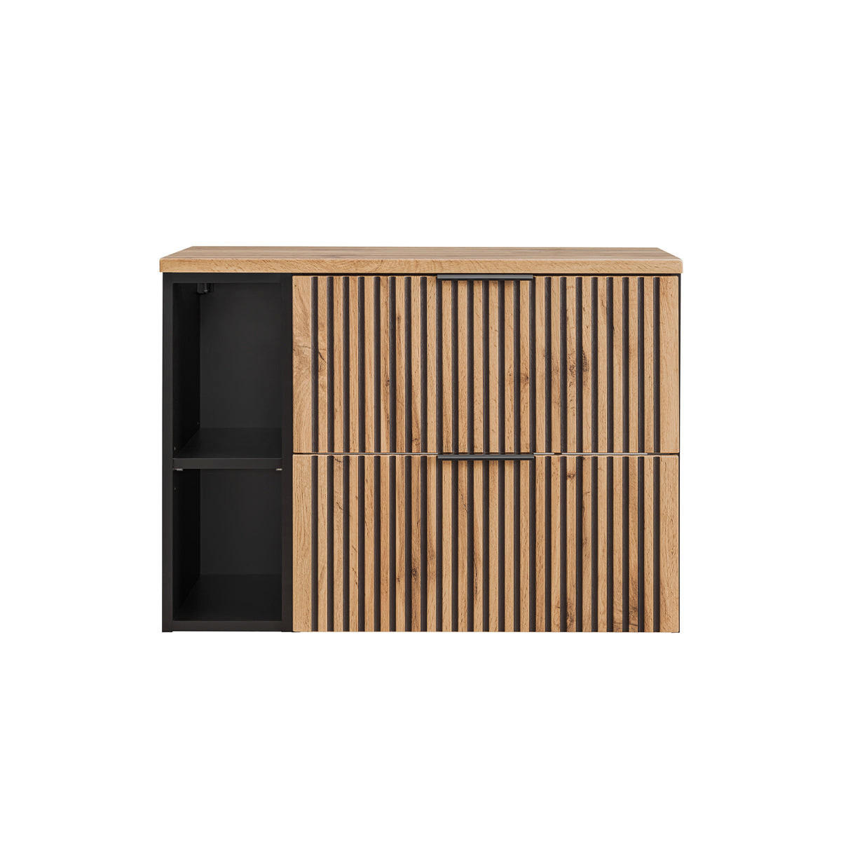 WASCHTISCHUNTERSCHRANK 80.6cm Gaia Holz in Eichenoptik und Schwarz - Schwarz, Holzwerkstoff (80.6/59/46cm) - Petits-meubles