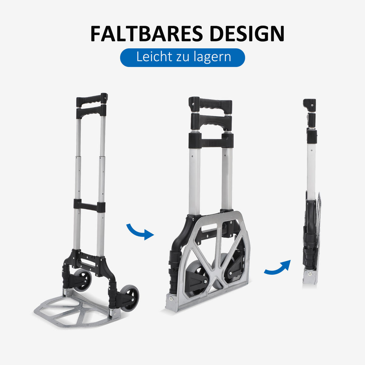 ALU Sackkarre, Transportkarre - Schwarz, Metall (385/100/41cm) - HOMCOM