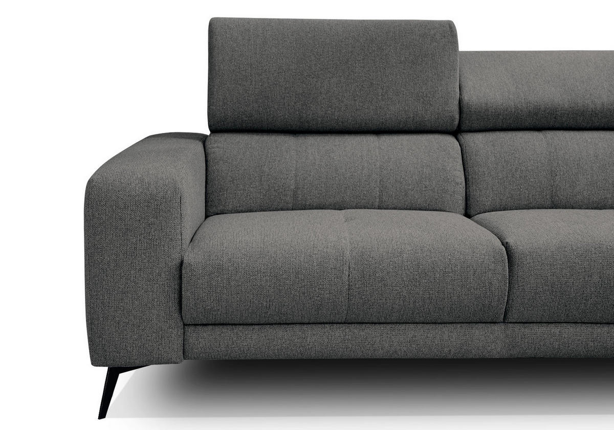 ECKSOFA MORELLO 5-Sitzer, dunkelgrau - Dunkelgrau/Schwarz, Holzwerkstoff/Textil (287/228cm) - Courtois Laville