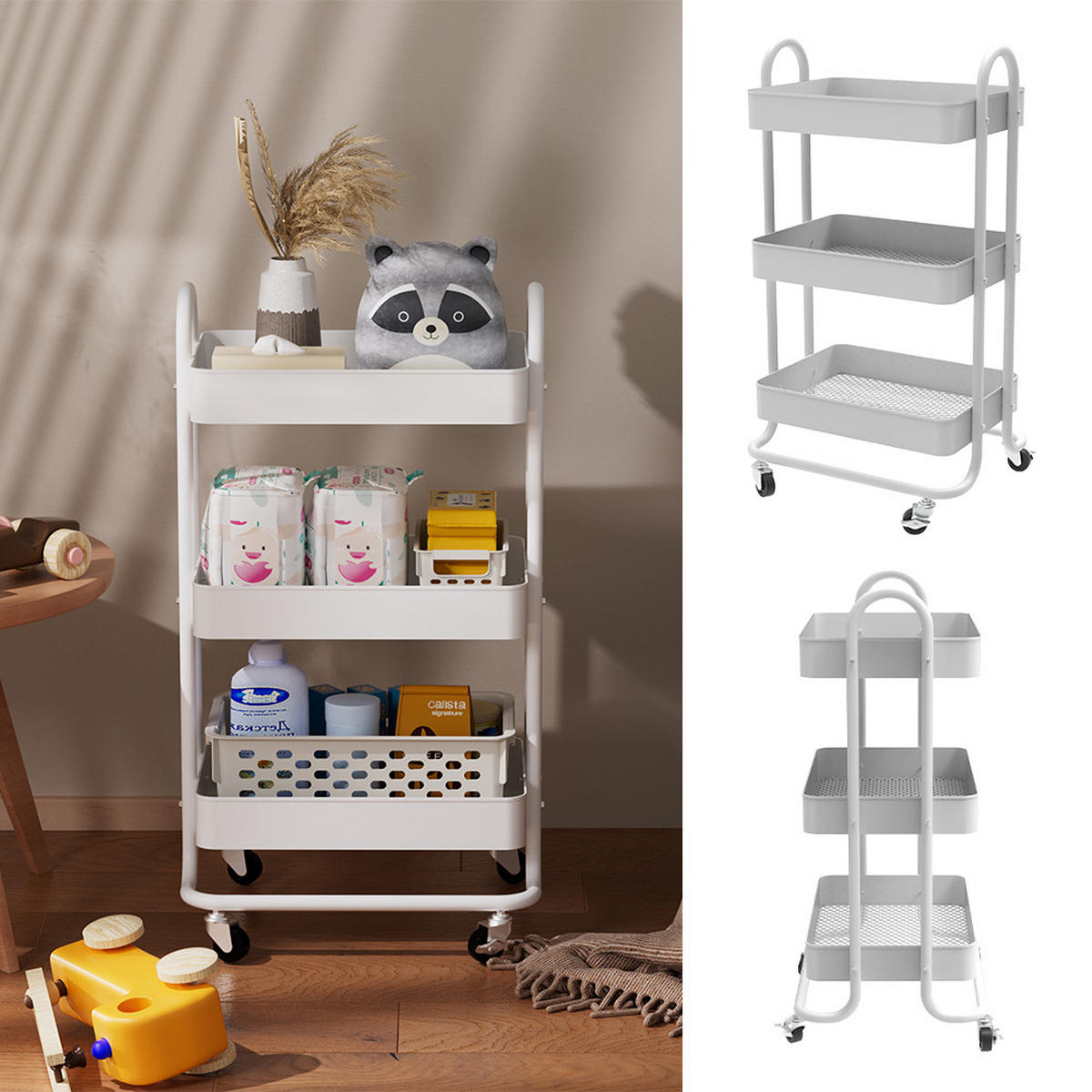 ROLOVACÍ KONTEJNER Tron Bílá - bílá, kov (45.9/78.7/34cm) - Vicco