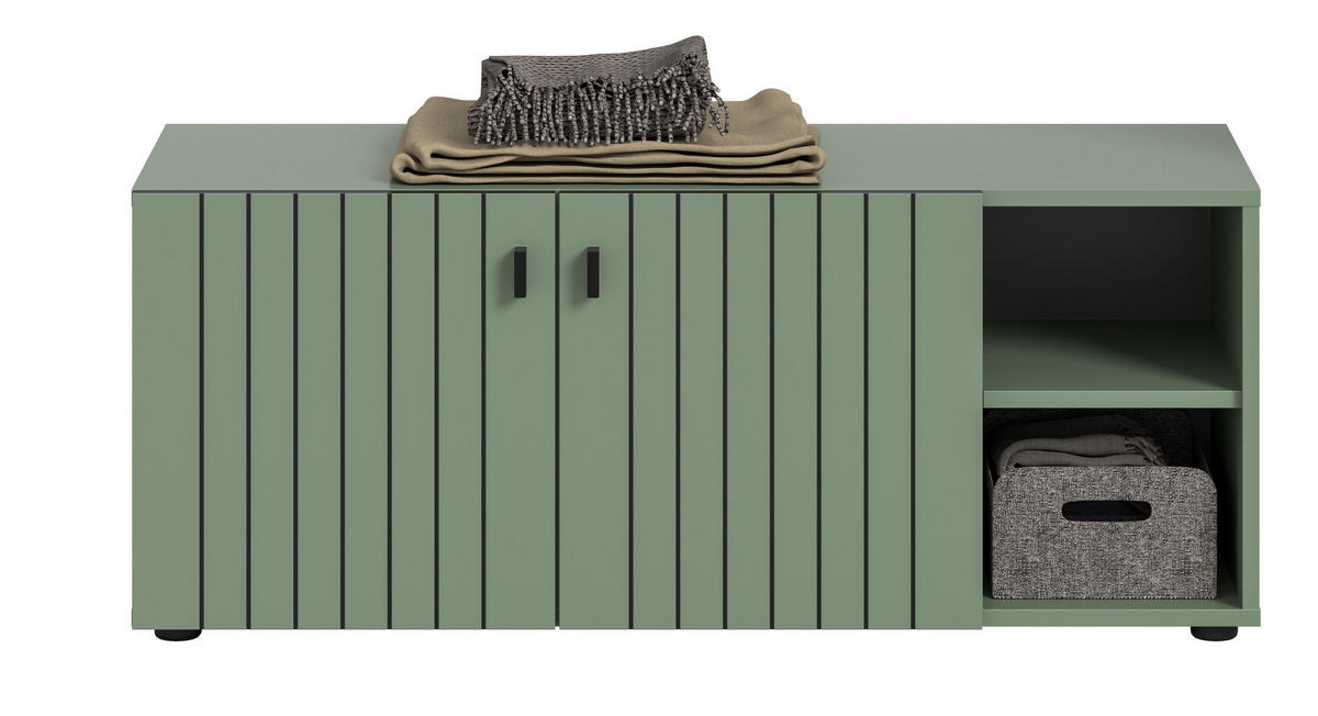 SITZBANK STATION (B/H/T: ca. 106/43/37 cm) in Smoke Green/Smoke Green - Grün, Holzwerkstoff (106/43/37cm)