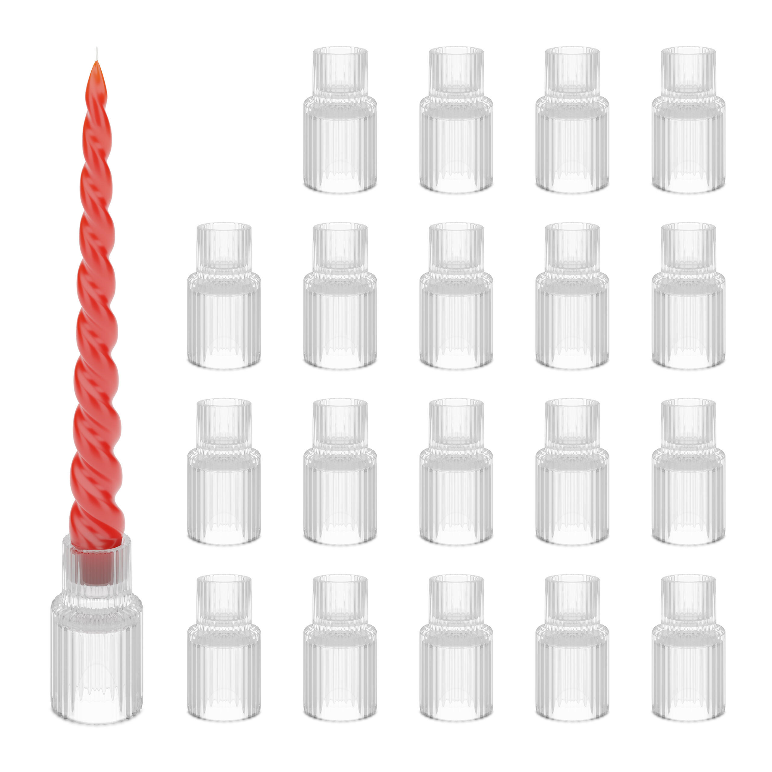 SFEȘNIC Transparent sticlă striat set-20 bucăți 7x4 cm