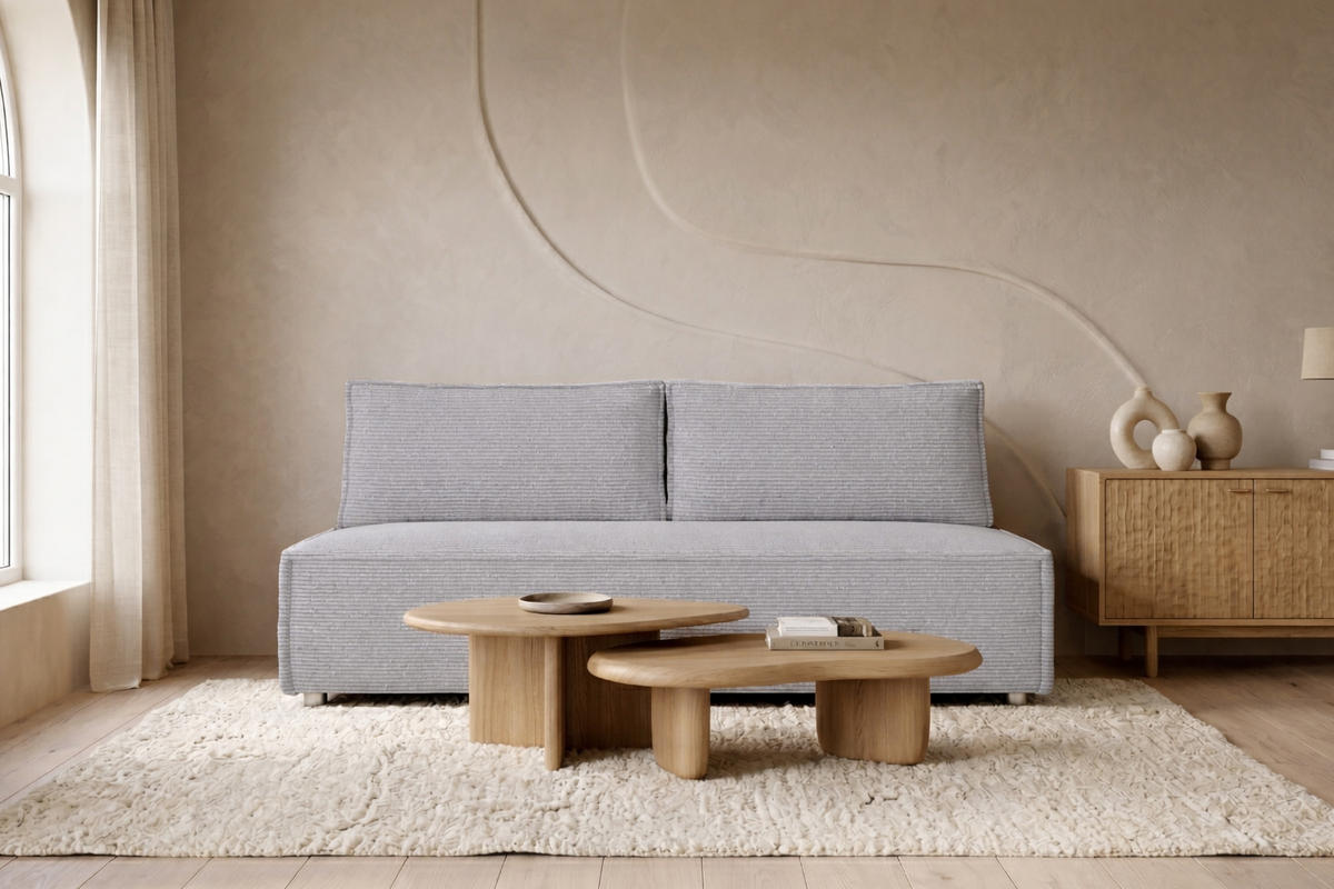 SCHLAFSOFA Mit Bettkasten DUO, Stoff Poso, Silber - Silberfarben, Holz (198/89/90cm) - Kaiser Möbel