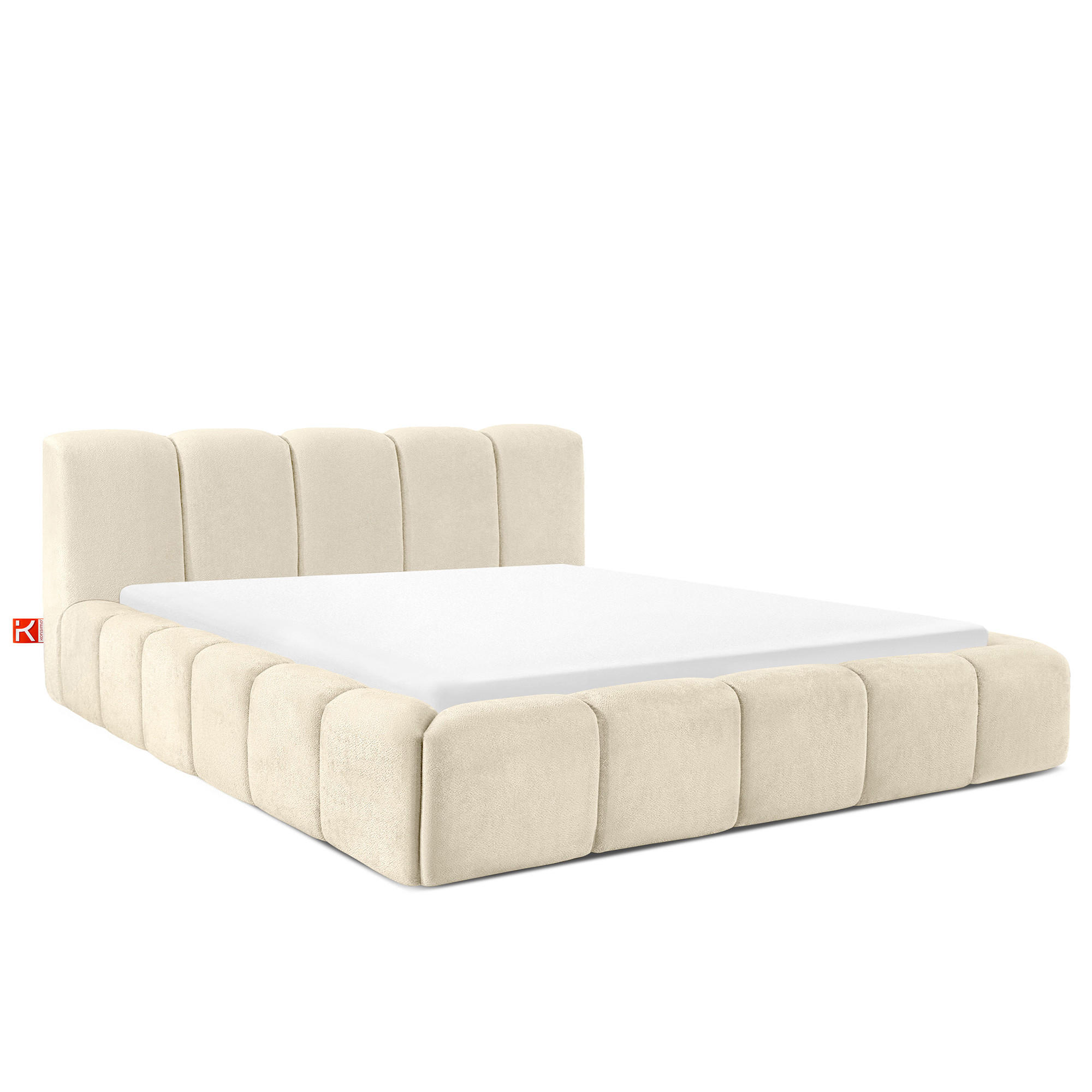 POLSTERBETT OLMIRA - Ecru/Schwarz, Holz/Holzwerkstoff (182/203cm) - KONSIMO®