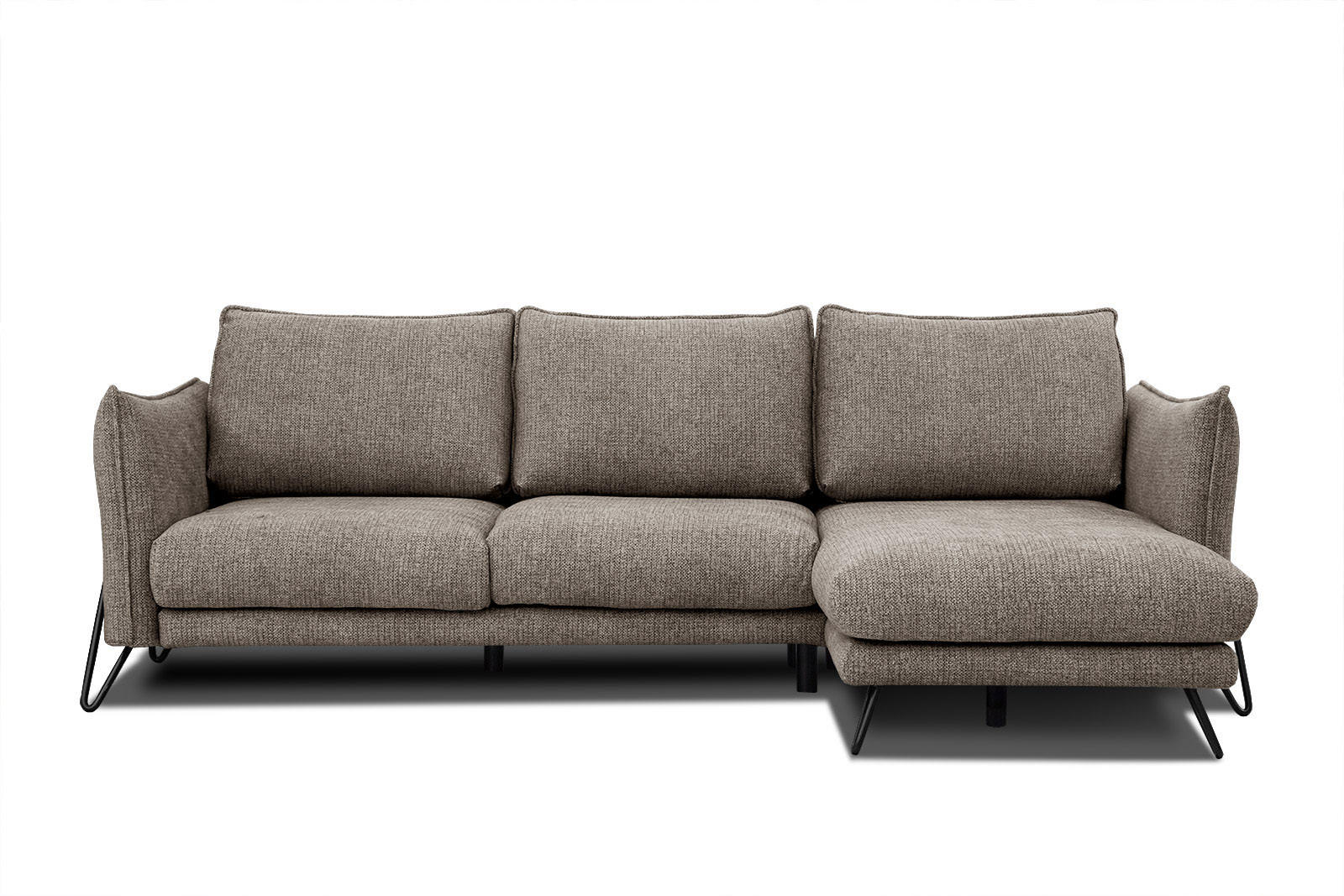 ECKSOFA HOSTEN 4-Sitzer, taupe - Taupe/Schwarz, Holzwerkstoff/Textil (269/158cm) - Courtois Laville