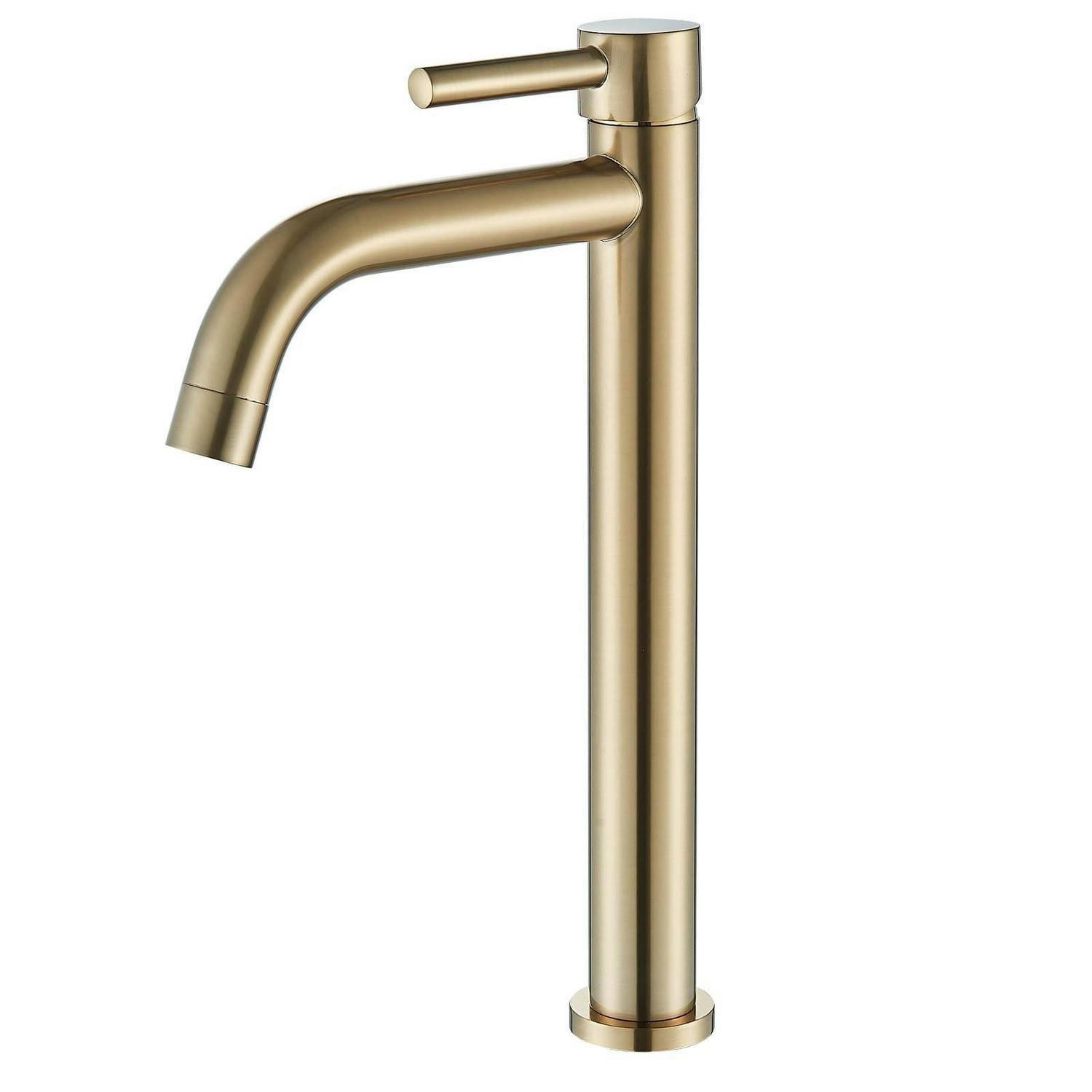 WASCHTISCHARMATUR mit hohem Auslauf Messing Gold Einhebelmischer - Goldfarben, Metall (9.6/21/30.7cm)