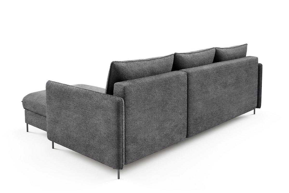 ECKSOFA Belis Boucle in Grau, Schlafsofa - Grau, Holzwerkstoff/Textil (216/165cm) - Bettso