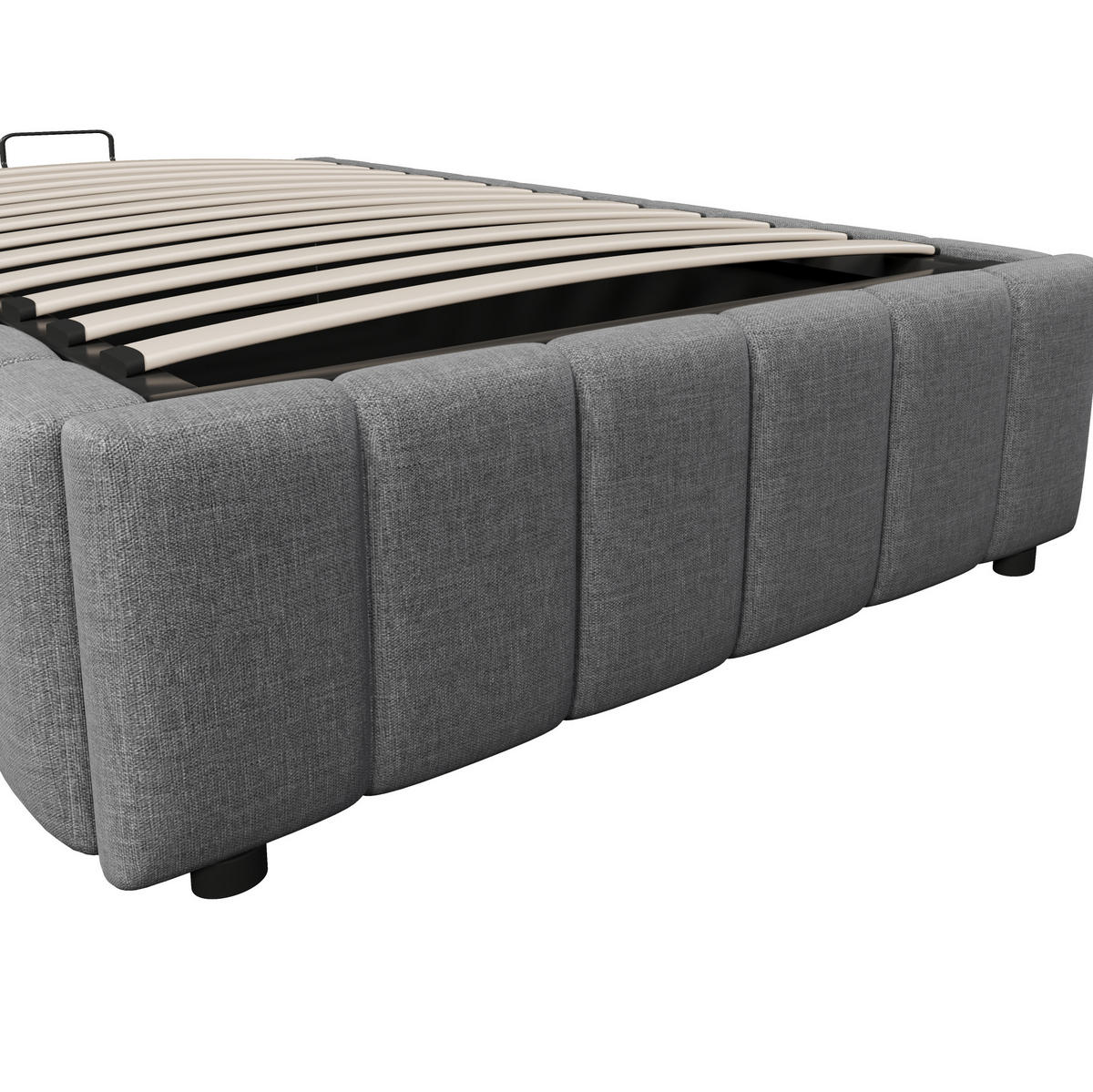 POLSTERBETT 90/200 cm Grau aus Leinen mit hydraulischem Stauraum - Grau, Textil (90/200cm) - OKMYHOME