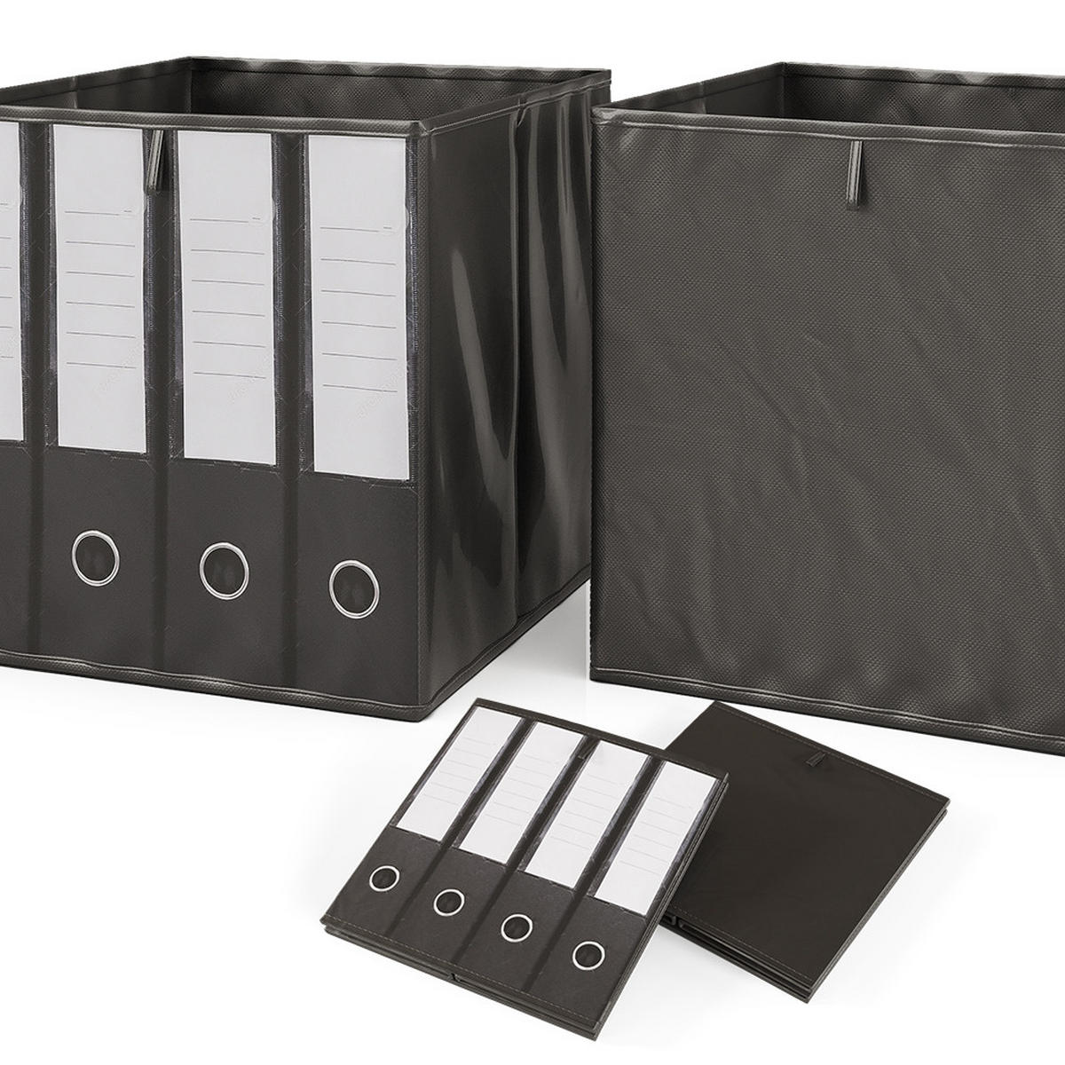 FALTBOX 30 x 30 Schwarz 30 x 30 cm 2er Set - Schwarz, Wellpappe (30/30cm) - Vicco
