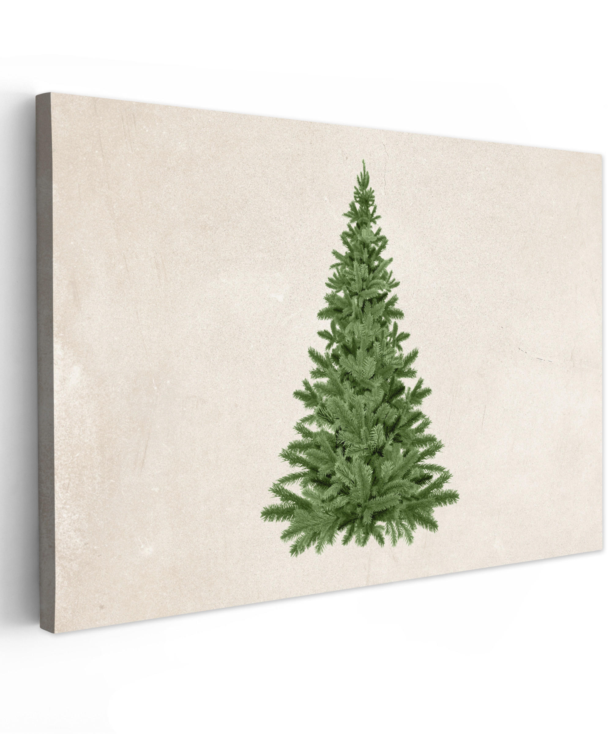 LEINWANDBILD Weihnachtsbaum - Grün - Weihnachten - Feiertage Groß 140x90 cm - Olivgrün, Textil (140/90cm) - MuchoWow