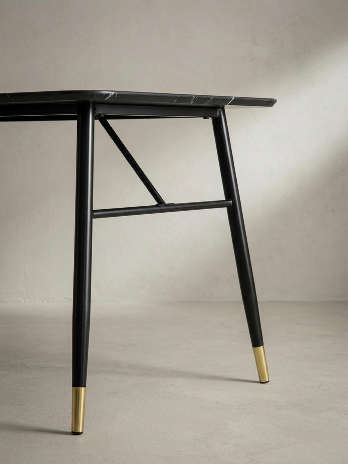 ESSTISCH Marmoroptik Metall Rechteckig Modern Klein, Schwarz 140x80x76 cm - Goldfarben/Schwarz, Holzwerkstoff/Metall (80/140/76cm) - KADIMA DESIGN