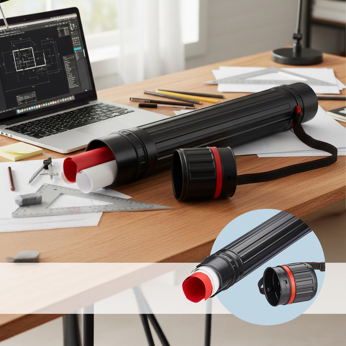 PLAKATNA cev - črna, umetna masa (8/105/8cm) - Relaxdays